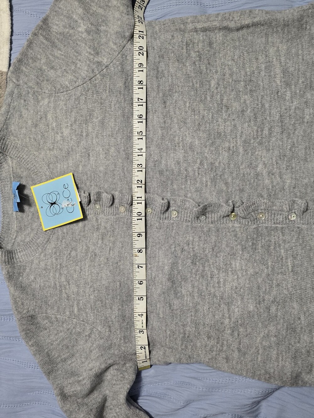 CeCe - Ruffle-Trim Button-Front Cardigan - Picture 9 of 11